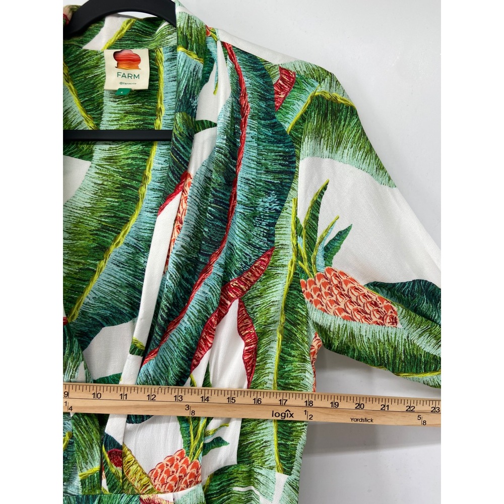 Farm Rio Maxi Dress Women Large Forest Palm Pineapple Plunging Neckline Tropical - Picture 5 of 11